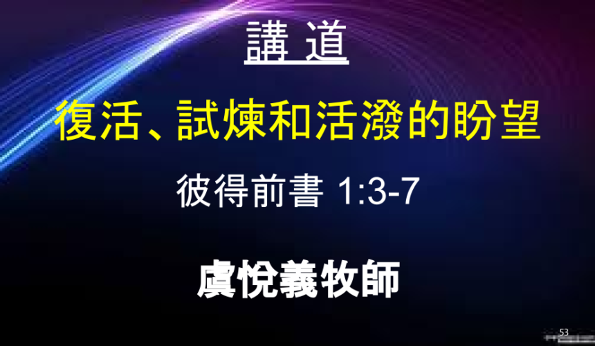 復活、試煉和活潑的盼望